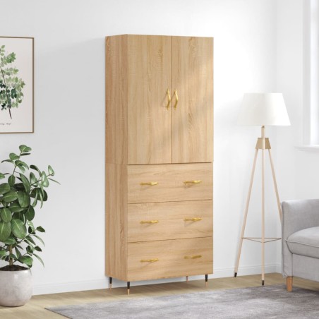 vidaXL Aparador alto madera contrachapada color roble 69,5x34x180 cm