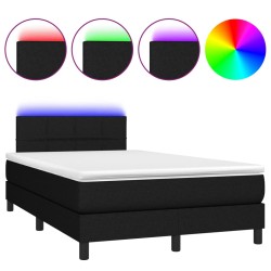 vidaXL Cama box spring con colchón y luces LED tela negro 120x190 cm