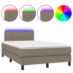 vidaXL Cama box spring con colchón y LED tela gris taupe 120x190 cm