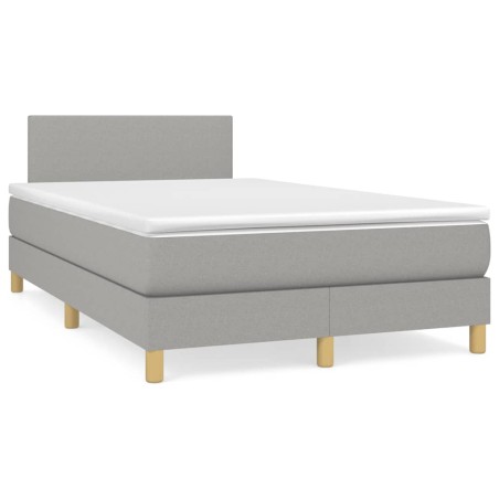 vidaXL Cama box spring con colchón y LED tela gris claro 120x190 cm
