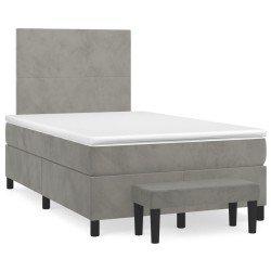 vidaXL Cama box spring con colchón terciopelo gris claro 120x190 cm