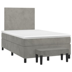 vidaXL Cama box spring con colchón terciopelo gris claro 120x190 cm