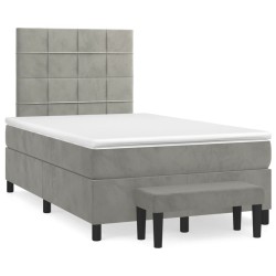 vidaXL Cama box spring con colchón terciopelo gris claro 120x190 cm