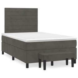 vidaXL Cama box spring con colchón terciopelo gris oscuro 120x190 cm
