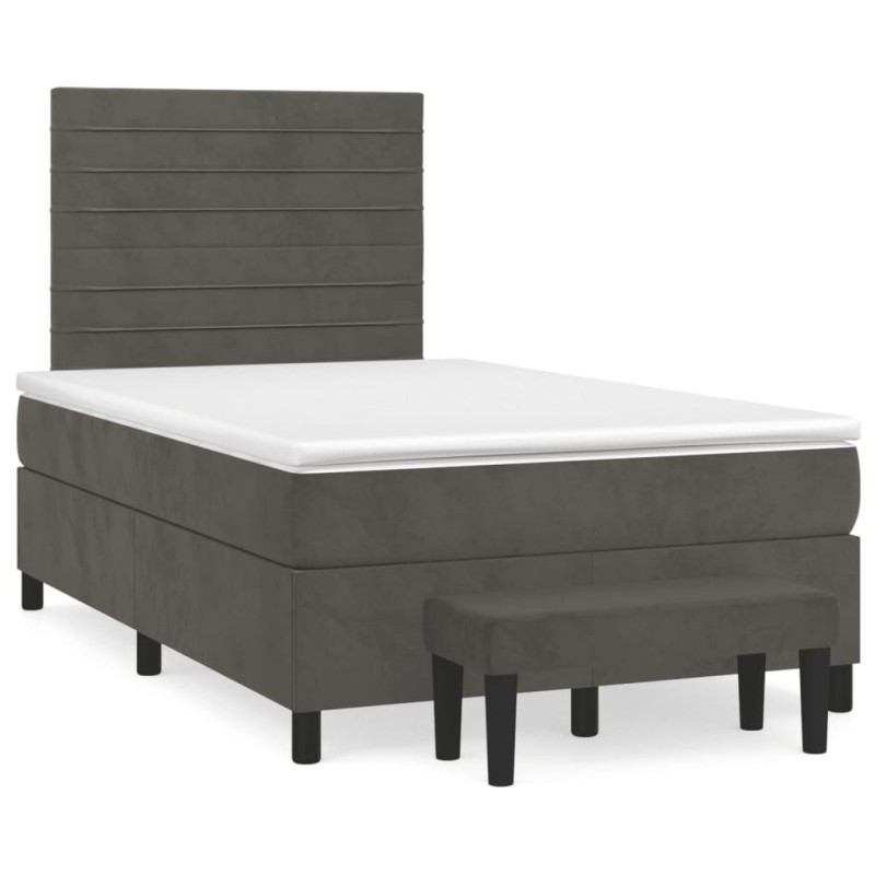 vidaXL Cama box spring con colchón terciopelo gris oscuro 120x190 cm vidaXL Cama box spring con colchón terciopelo gris oscuro 120x190 cm