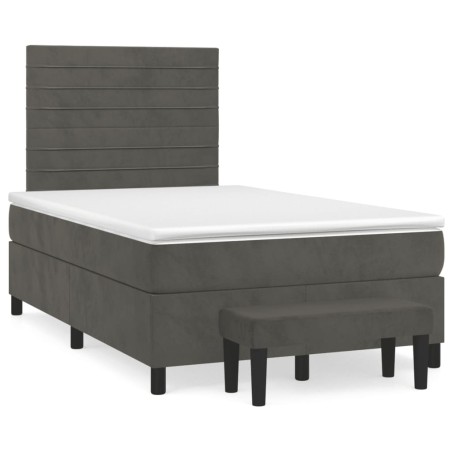 vidaXL Cama box spring con colchón terciopelo gris oscuro 120x190 cm