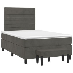 vidaXL Cama box spring con colchón terciopelo gris oscuro 120x190 cm