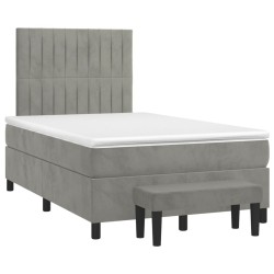 vidaXL Cama box spring con colchón terciopelo gris claro 120x190 cm