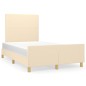 vidaXL Estructura de cama con cabecero tela crema 120x190 cm vidaXL Estructura de cama con cabecero tela crema 120x190 cm