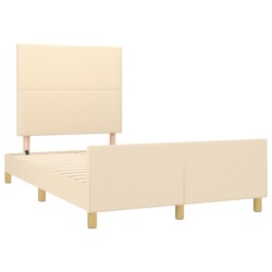 vidaXL Estructura de cama con cabecero tela crema 120x190 cm
