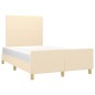 vidaXL Estructura de cama con cabecero tela crema 120x190 cm vidaXL Estructura de cama con cabecero tela crema 120x190 cm
