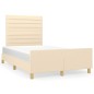 vidaXL Estructura de cama con cabecero tela crema 120x190 cm vidaXL Estructura de cama con cabecero tela crema 120x190 cm