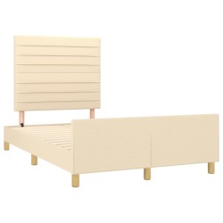 vidaXL Estructura de cama con cabecero tela crema 120x190 cm
