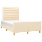 vidaXL Estructura de cama con cabecero tela crema 120x190 cm vidaXL Estructura de cama con cabecero tela crema 120x190 cm