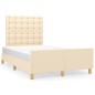 vidaXL Estructura de cama con cabecero tela crema 120x190 cm vidaXL Estructura de cama con cabecero tela crema 120x190 cm