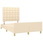 vidaXL Estructura de cama con cabecero tela crema 120x190 cm vidaXL Estructura de cama con cabecero tela crema 120x190 cm