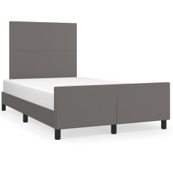 vidaXL Estructura cama con cabecero cuero sintético gris 120x190 cm