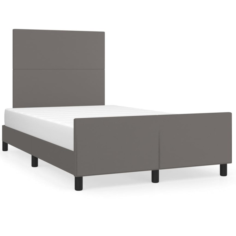 vidaXL Estructura cama con cabecero cuero sintético gris 120x190 cm vidaXL Estructura cama con cabecero cuero sintético gris 120x190 cm