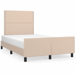 vidaXL Estructura cama y cabecero cuero sintético capuchino 120x190 cm