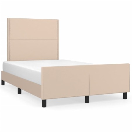 vidaXL Estructura cama y cabecero cuero sintético capuchino 120x190 cm