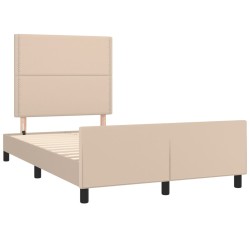 vidaXL Estructura cama y cabecero cuero sintético capuchino 120x190 cm