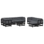 vidaXL Juego de muebles jardín 10 pzas y cojines madera maciza negro vidaXL Juego de muebles jardín 10 pzas y cojines madera maciza negro