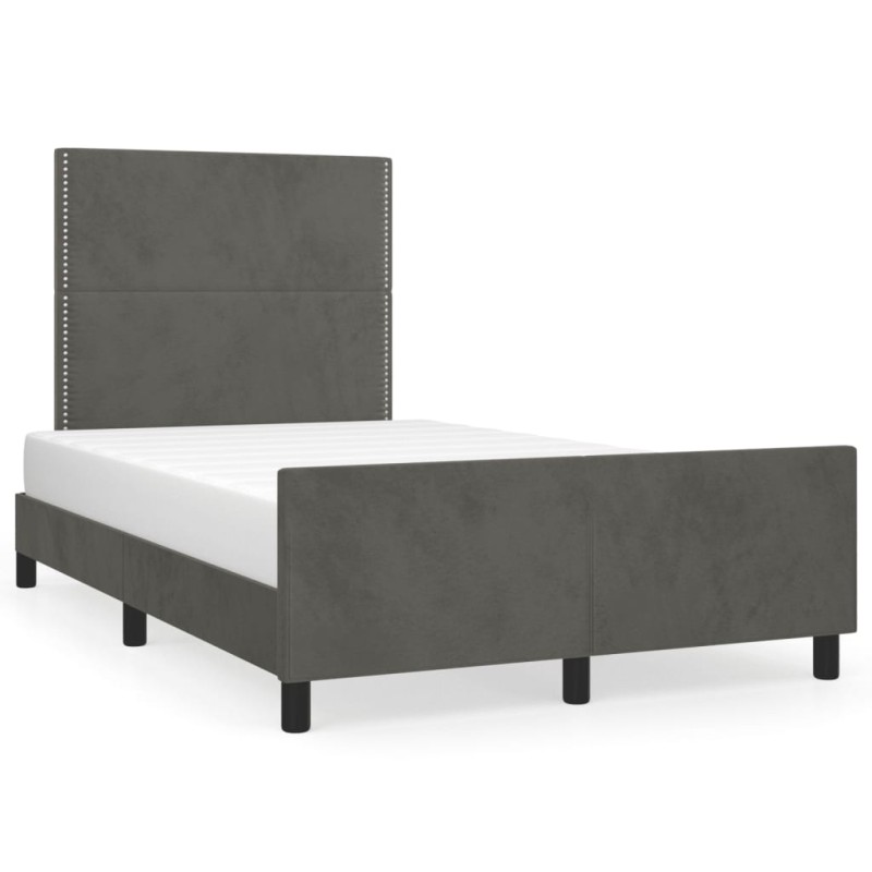 vidaXL Estructura cama con cabecero terciopelo gris oscuro 120x190 cm vidaXL Estructura cama con cabecero terciopelo gris oscuro 120x190 cm
