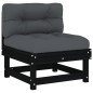 vidaXL Juego de muebles jardín 10 pzas y cojines madera maciza negro vidaXL Juego de muebles jardín 10 pzas y cojines madera maciza negro