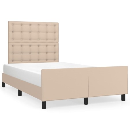 vidaXL Estructura cama y cabecero cuero sintético capuchino 120x190 cm