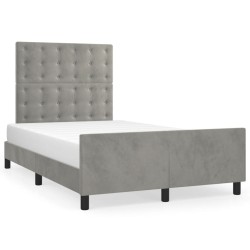 vidaXL Estructura cama con cabecero terciopelo gris claro 120x190 cm