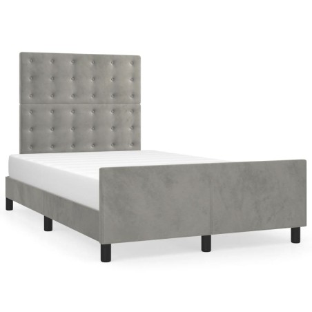 vidaXL Estructura cama con cabecero terciopelo gris claro 120x190 cm