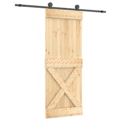 vidaXL Puerta corredera con herrajes madera maciza de pino 80x210 cm