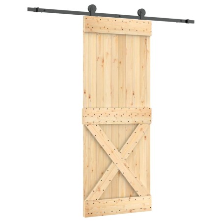 vidaXL Puerta corredera con herrajes madera maciza de pino 80x210 cm