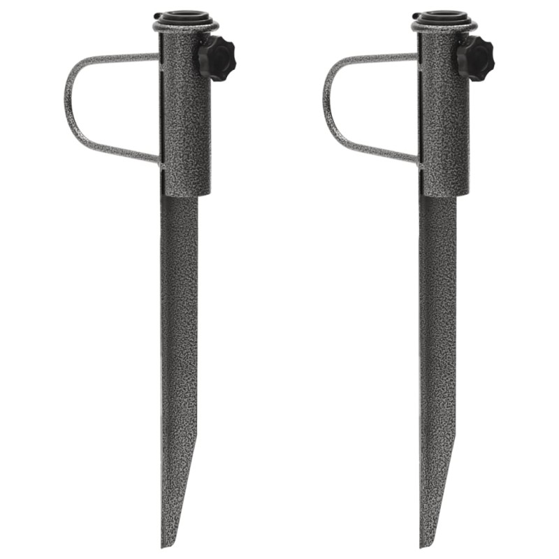 vidaXL Soportes de sombrilla con púas 2 uds acero galvanizado 19x42 cm