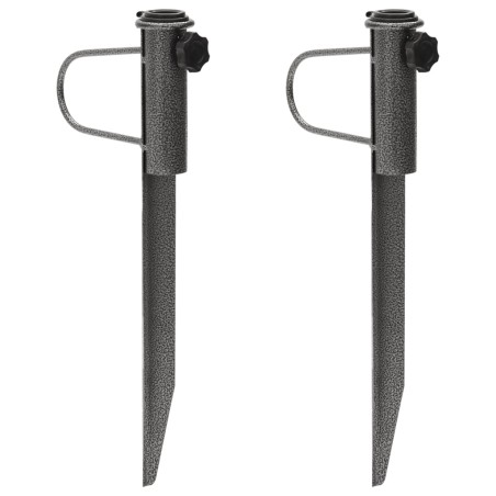 vidaXL Soportes de sombrilla con púas 2 uds acero galvanizado 19x42 cm