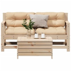 vidaXL Juego de muebles de jardín 3 pzas y cojines madera maciza pino
