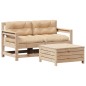 vidaXL Juego de muebles de jardín 3 pzas y cojines madera maciza pino vidaXL Juego de muebles de jardín 3 pzas y cojines madera maciza pino