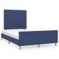 vidaXL Estructura de cama con cabecero tela azul 120x190 cm vidaXL Estructura de cama con cabecero tela azul 120x190 cm