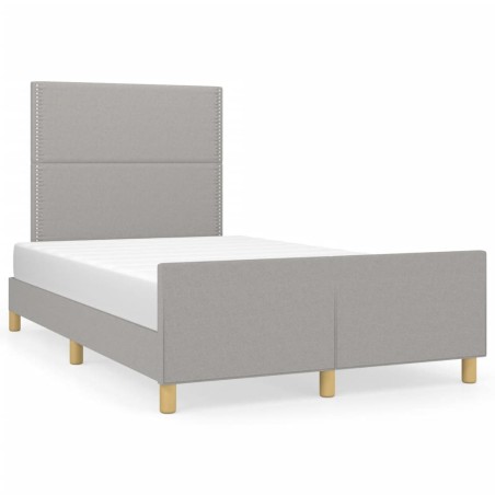 vidaXL Estructura de cama con cabecero tela gris claro 120x190 cm
