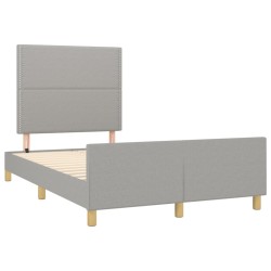 vidaXL Estructura de cama con cabecero tela gris claro 120x190 cm