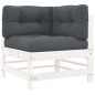 vidaXL Juego de muebles jardín 7 piezas y cojines madera maciza blanco vidaXL Juego de muebles jardín 7 piezas y cojines madera maciza blanco