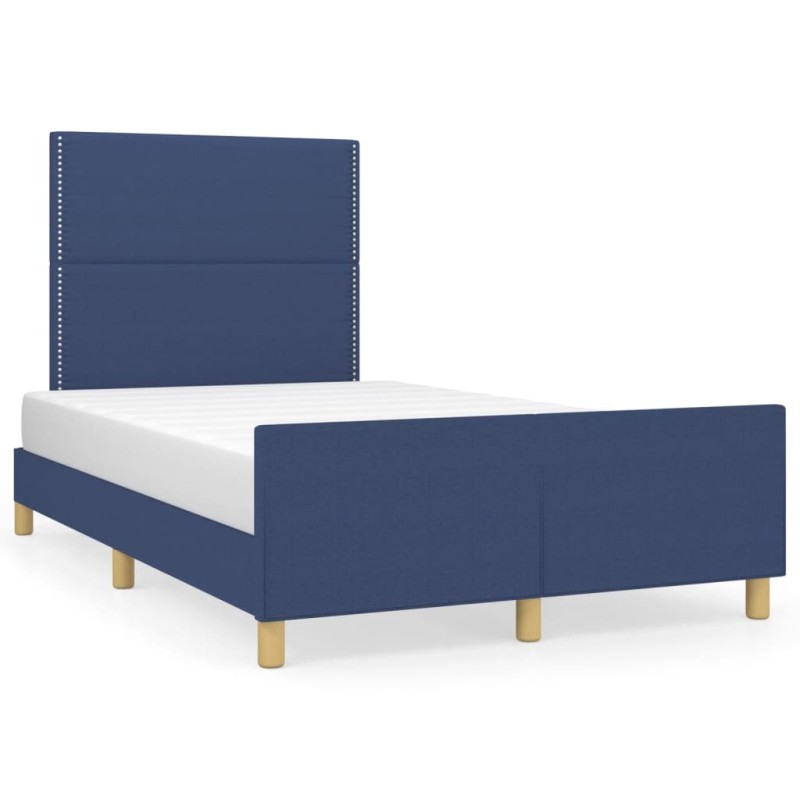 vidaXL Estructura de cama con cabecero tela azul 120x190 cm vidaXL Estructura de cama con cabecero tela azul 120x190 cm