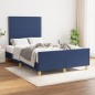 vidaXL Estructura de cama con cabecero tela azul 120x190 cm vidaXL Estructura de cama con cabecero tela azul 120x190 cm
