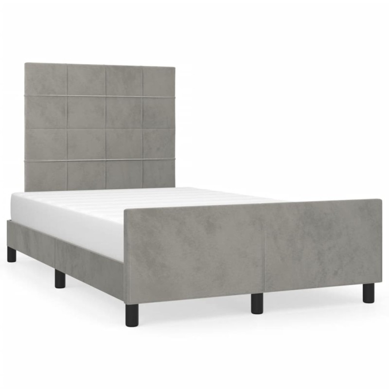 vidaXL Estructura cama con cabecero terciopelo gris claro 120x190 cm vidaXL Estructura cama con cabecero terciopelo gris claro 120x190 cm