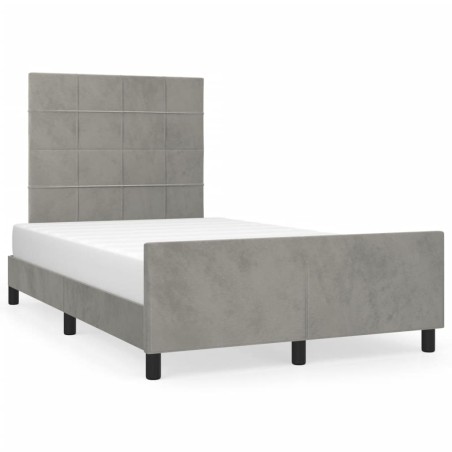 vidaXL Estructura cama con cabecero terciopelo gris claro 120x190 cm