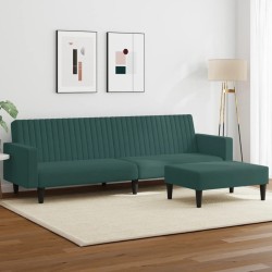 vidaXL Juego de sofás 2 piezas terciopelo verde oscuro