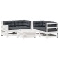 vidaXL Set muebles jardín 5 pzas con cojines madera maciza pino blanco vidaXL Set muebles jardín 5 pzas con cojines madera maciza pino blanco