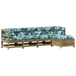 vidaXL Juego de muebles jardín 5 pzas y cojines madera pino impregnada