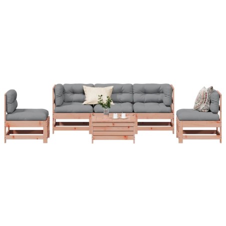 vidaXL Juego de muebles jardín 6 pzas y cojines madera abeto Douglas