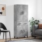 vidaXL Aparador alto madera contrachapada gris hormigón 69,5x34x180 cm vidaXL Aparador alto madera contrachapada gris hormigón 69,5x34x180 cm